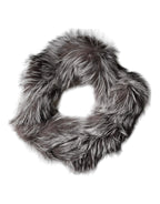 Dolce & Gabbana Gray Fox Fur Neck Wrap Warmer Winter Scarf - Zeiniez