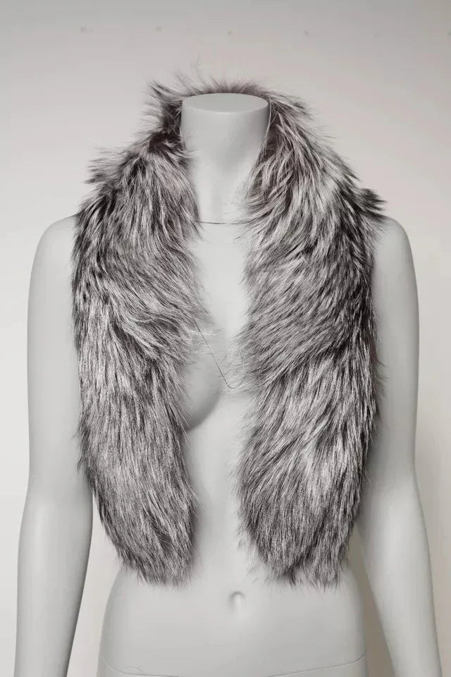 Dolce & Gabbana Gray Fox Fur Neck Wrap Warmer Winter Scarf - Zeiniez