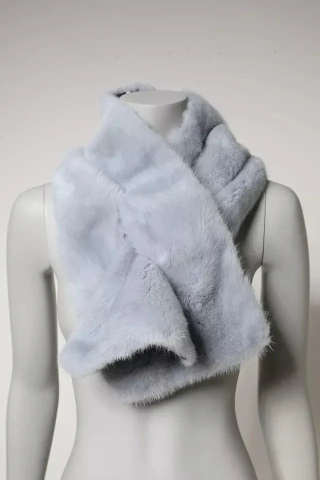 Dolce & Gabbana Powder Blue Mink Fur Neck Warmer Scarf - Zeiniez