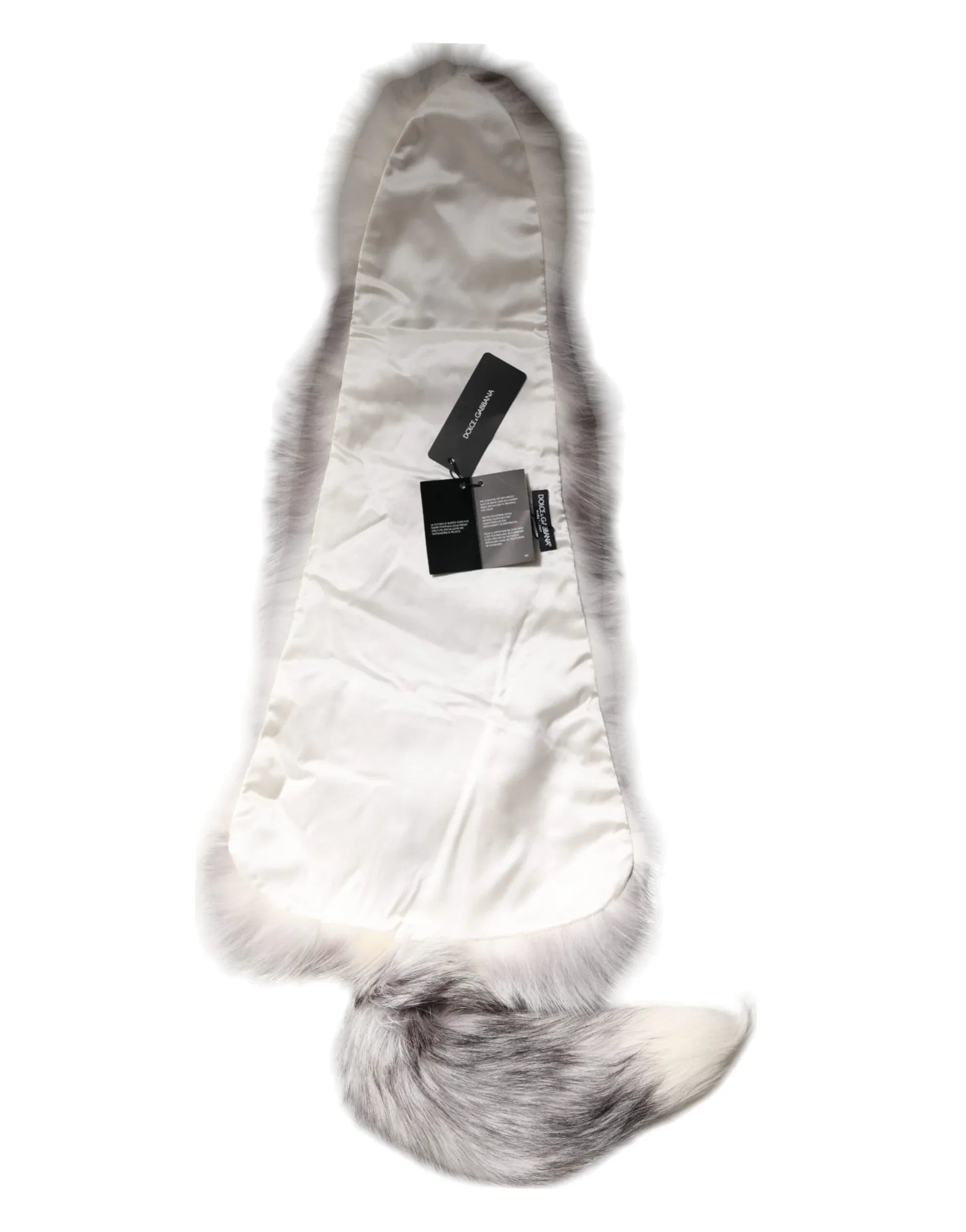 Dolce & Gabbana White Fox Fur Neck Wrap Warmer Winter Scarf - Zeiniez