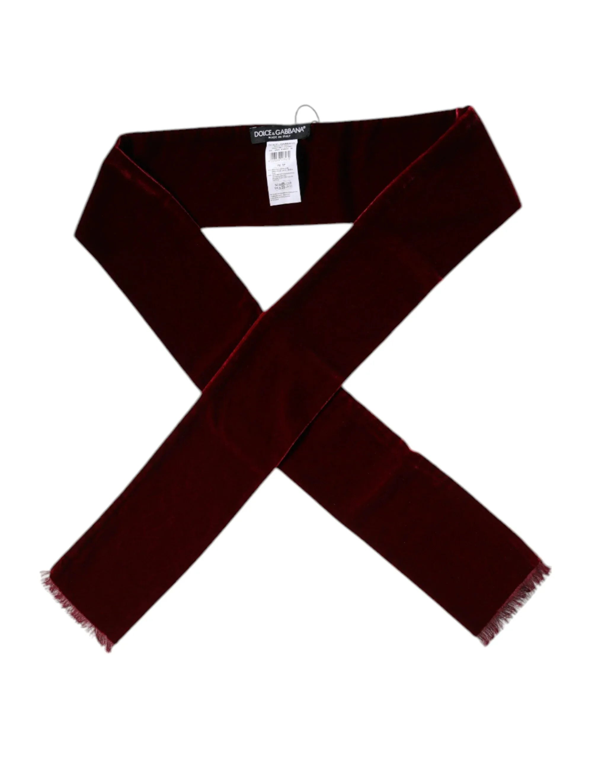 Dolce & Gabbana Bordeaux Cotton Silk Fringe Shawl Wrap Scarf - Zeiniez