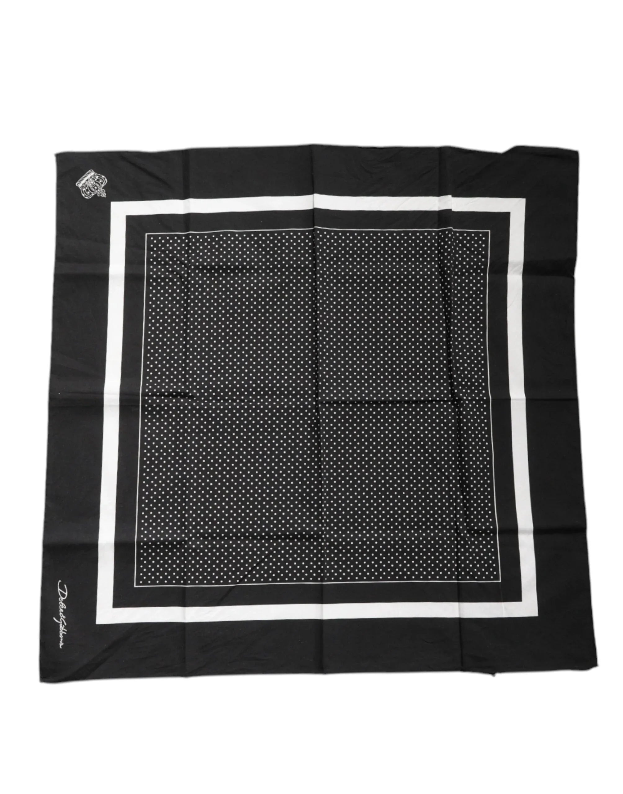 Dolce & Gabbana Black Polka Dots Cotton Handkerchief Scarf - Zeiniez
