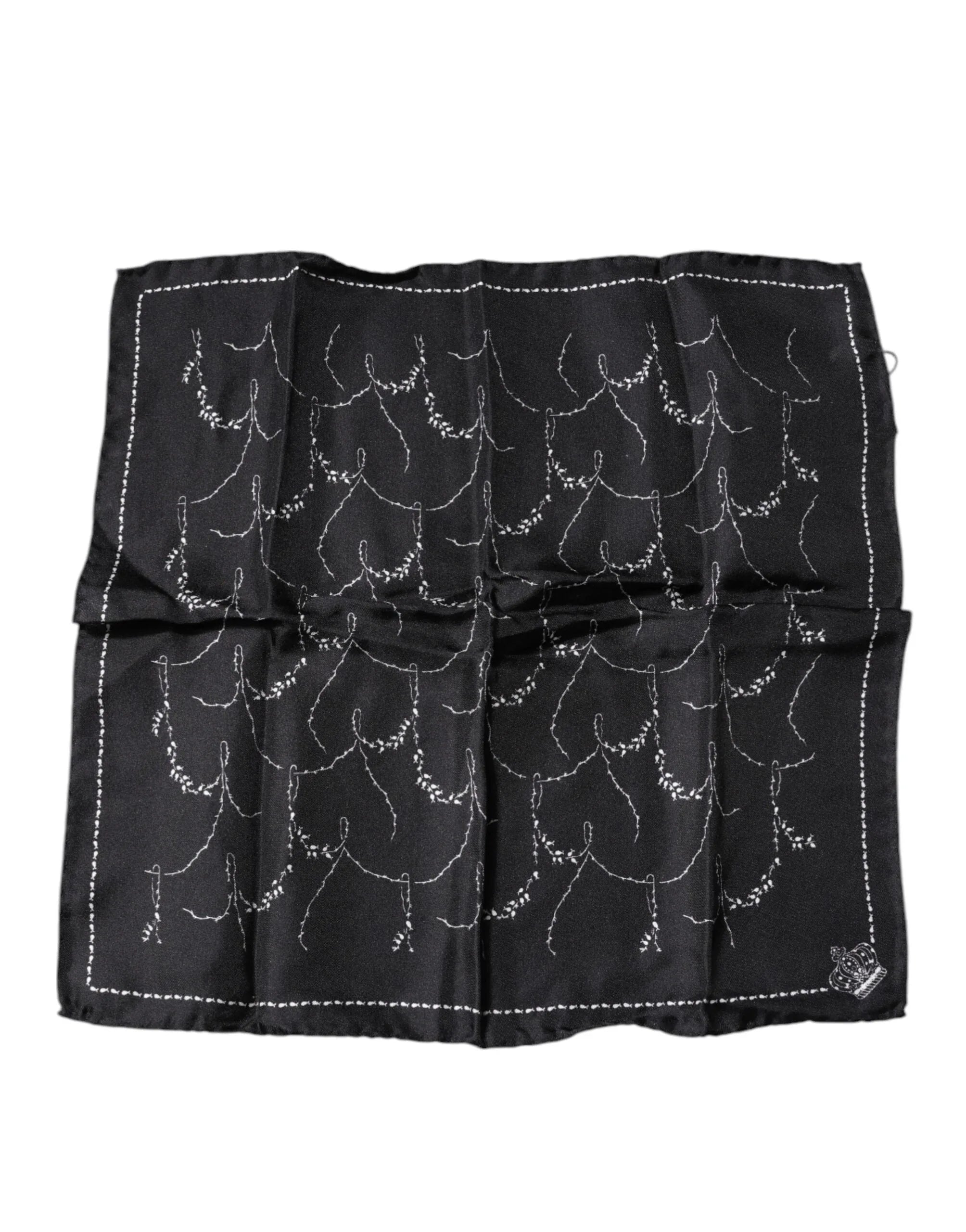 Dolce & Gabbana Black Patterned Silk Handkerchief Scarf - Zeiniez
