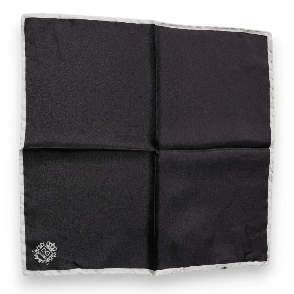 Dolce & Gabbana Black Crown Logo Square Handkerchief Scarf - Zeiniez