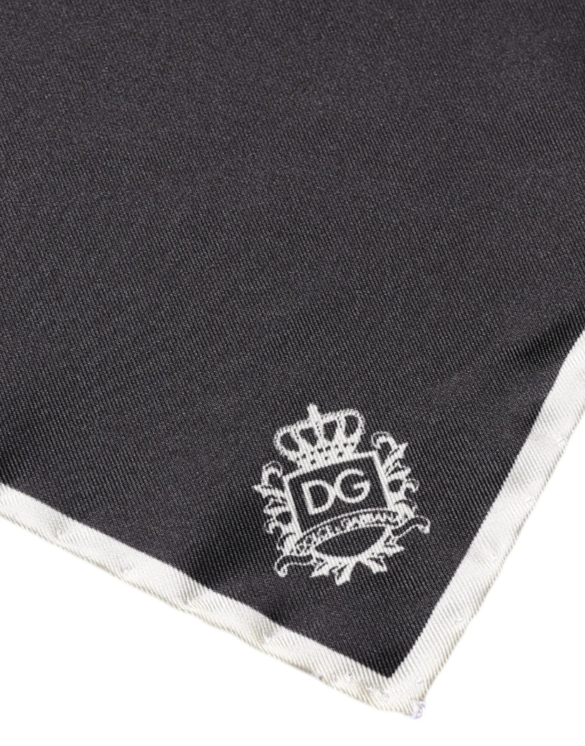 Dolce & Gabbana Black Crown Logo Square Handkerchief Scarf - Zeiniez