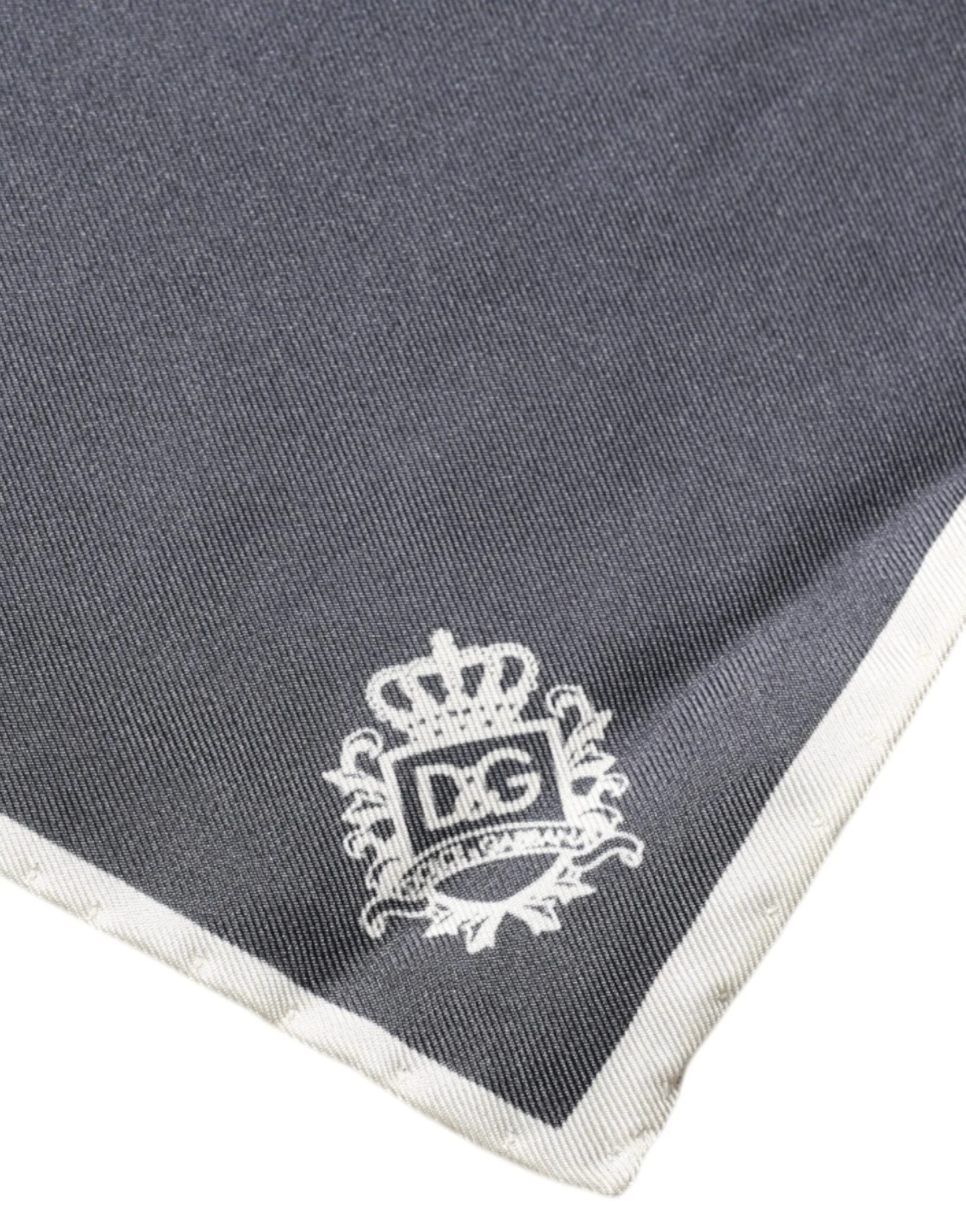 Dolce & Gabbana Gray Crown Logo Square Handkerchief Scarf - Zeiniez