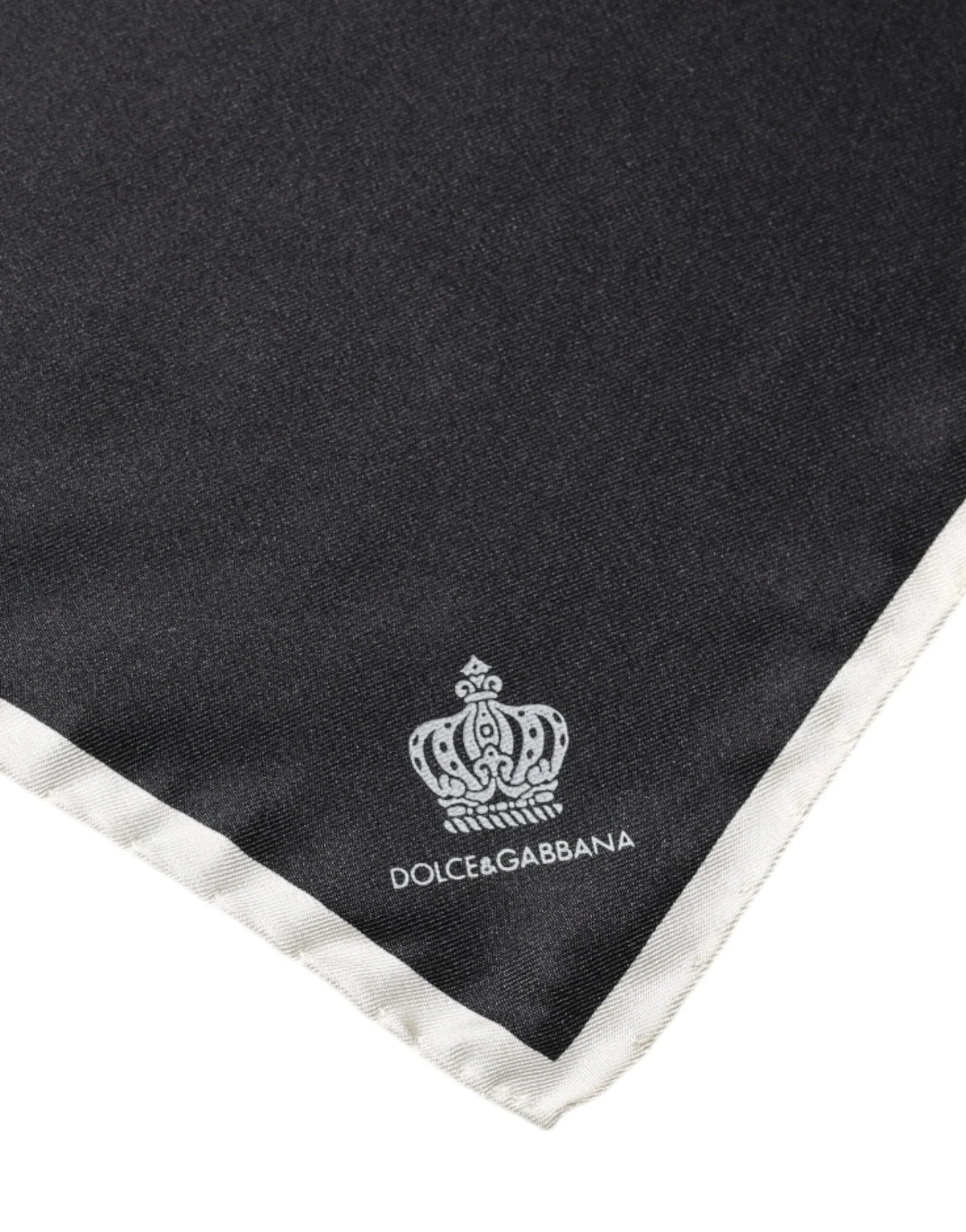 Dolce & Gabbana Black Crown Logo Square Handkerchief Scarf - Zeiniez