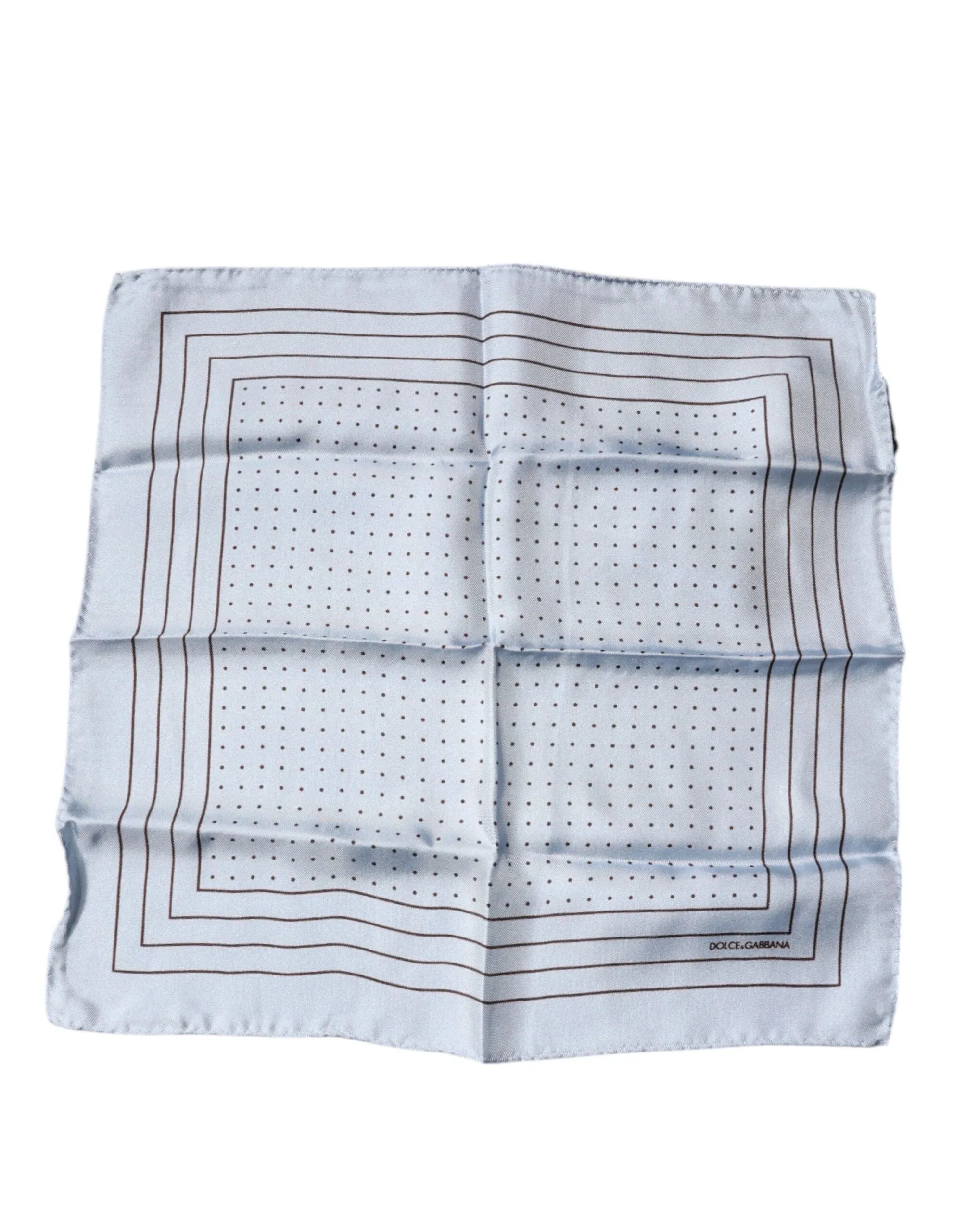 Dolce & Gabbana Sky Blue Polka Dots Square Handkerchief Scarf - Zeiniez