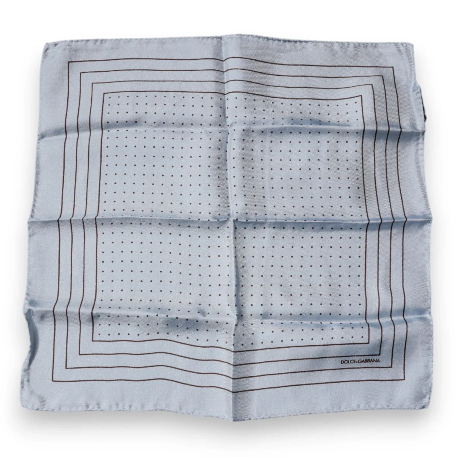 Dolce & Gabbana Sky Blue Polka Dots Square Handkerchief Scarf - Zeiniez
