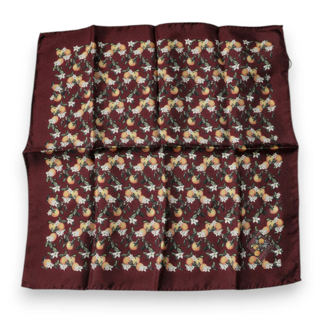 Dolce & Gabbana Maroon Oranges Silk Square Handkerchief Scarf - Zeiniez