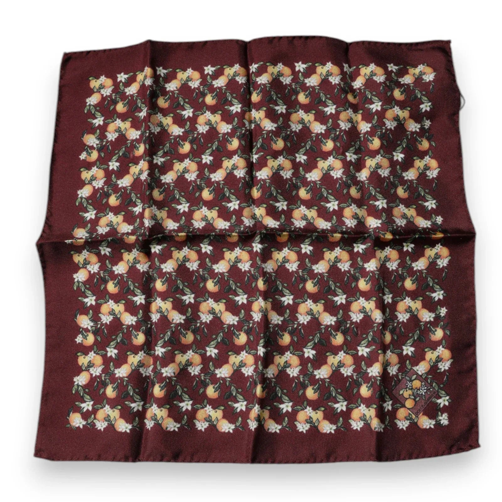 Dolce & Gabbana Maroon Oranges Silk Square Handkerchief Scarf - Zeiniez