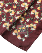 Dolce & Gabbana Maroon Oranges Silk Square Handkerchief Scarf - Zeiniez
