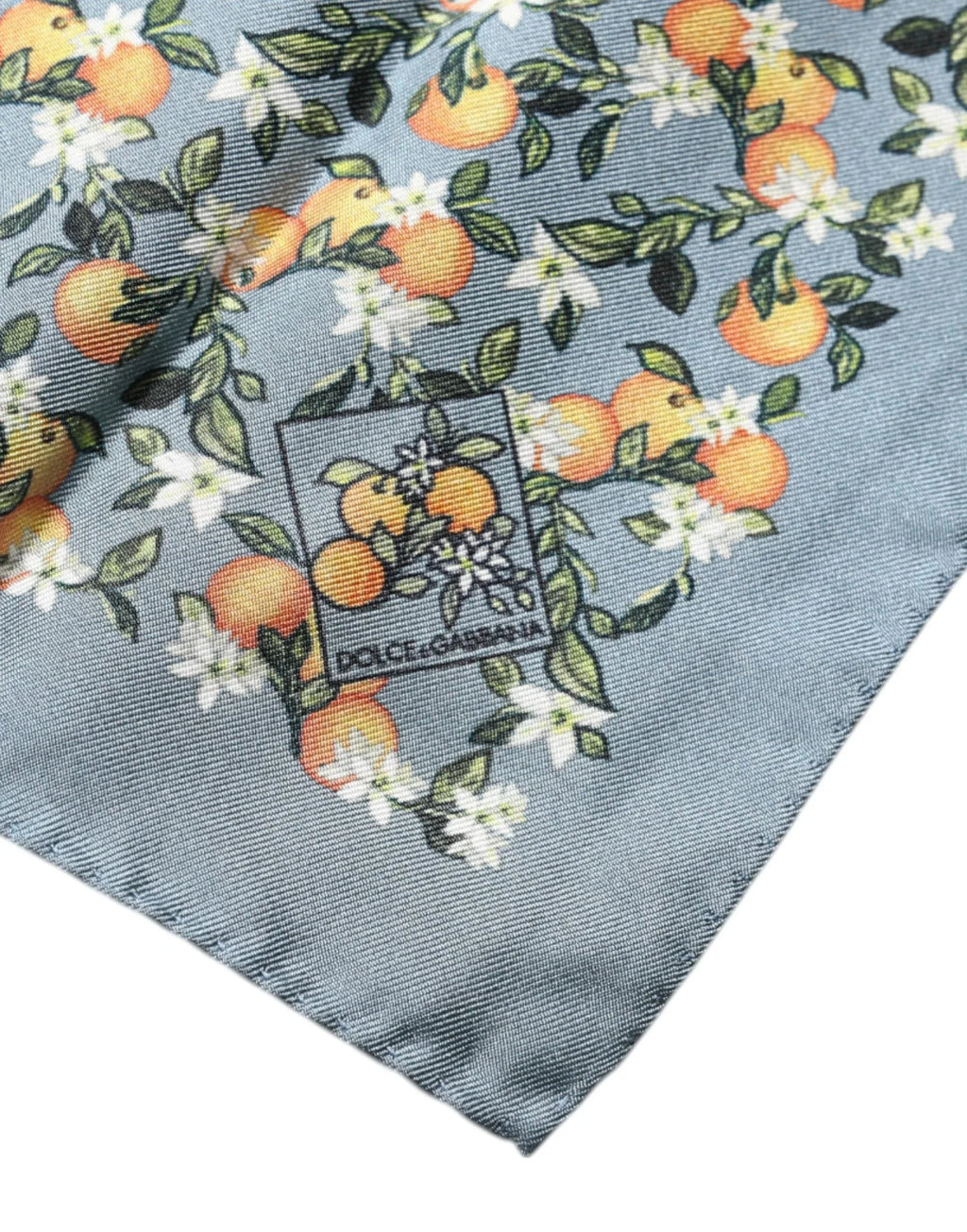 Dolce & Gabbana Gray Oranges Silk Square Handkerchief Scarf - Zeiniez