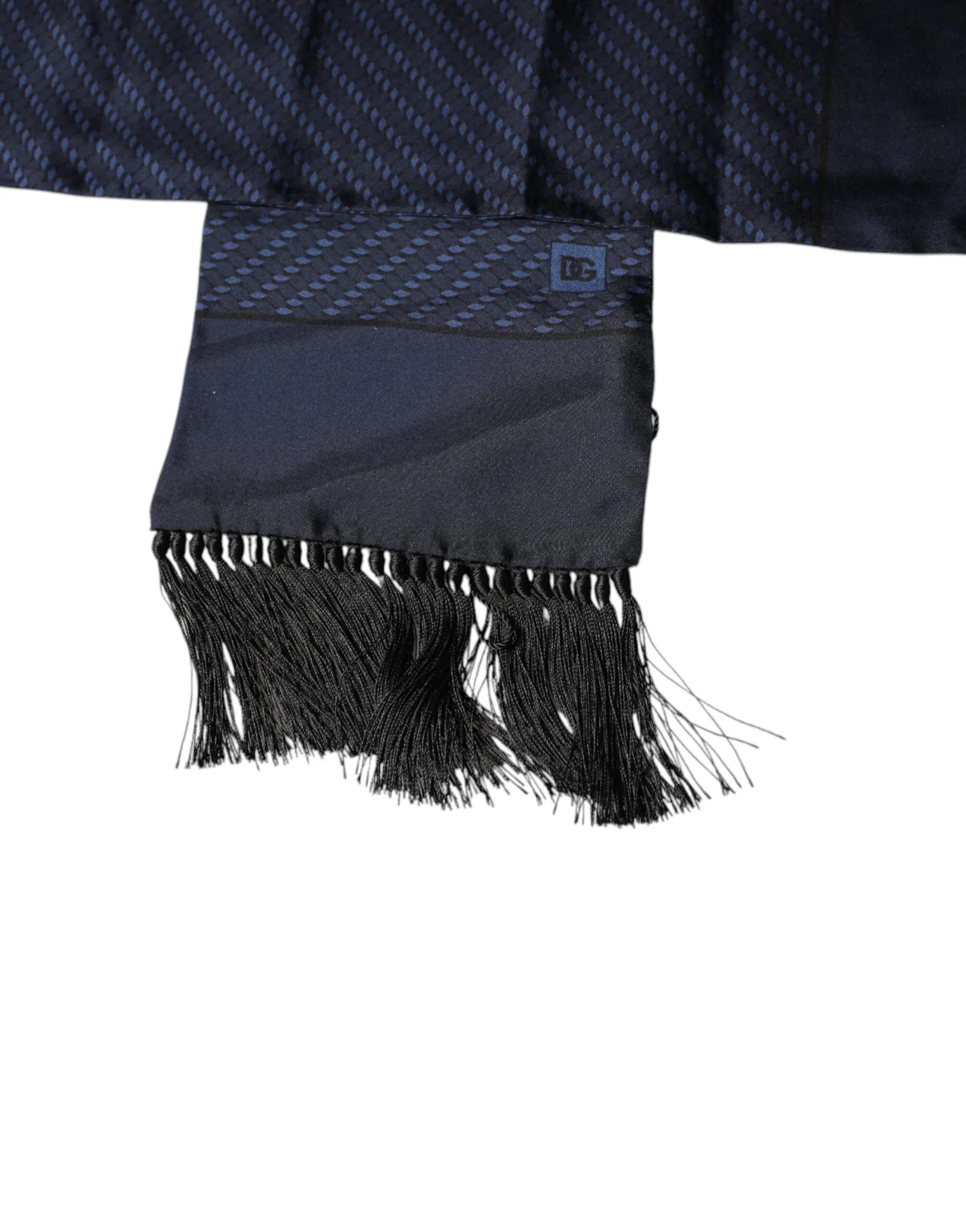 Dolce & Gabbana Dark Blue Fantasy Fringes Neck Wrap Scarf - Zeiniez