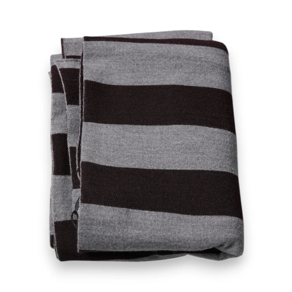 Dolce & Gabbana Black Gray Stripes Wool Neck Wrap Scarf - Zeiniez