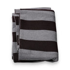 Dolce & Gabbana Black Gray Stripes Wool Neck Wrap Scarf - Zeiniez