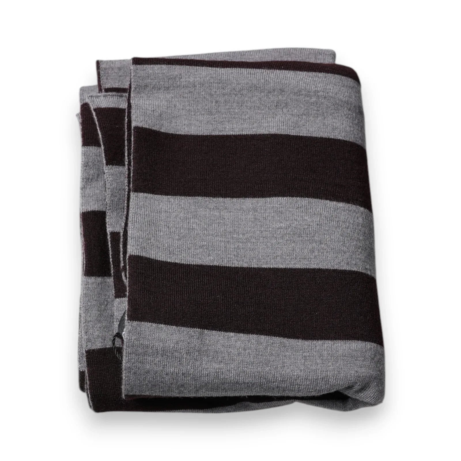 Dolce & Gabbana Black Gray Stripes Wool Neck Wrap Scarf - Zeiniez