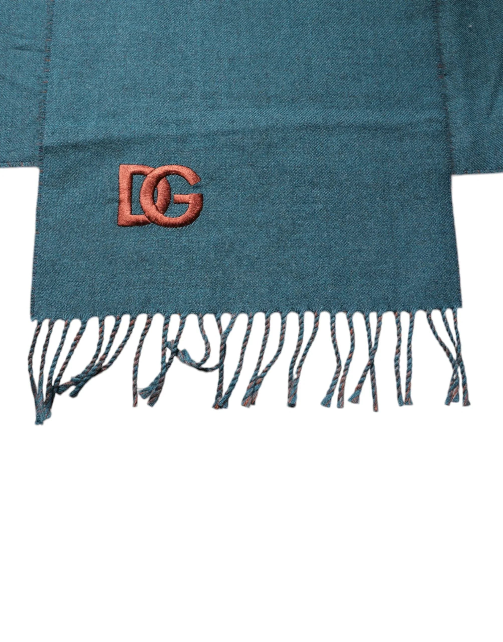 Dolce & Gabbana Blue Green Wool Fringes Wrap Shawl Scarf - Zeiniez