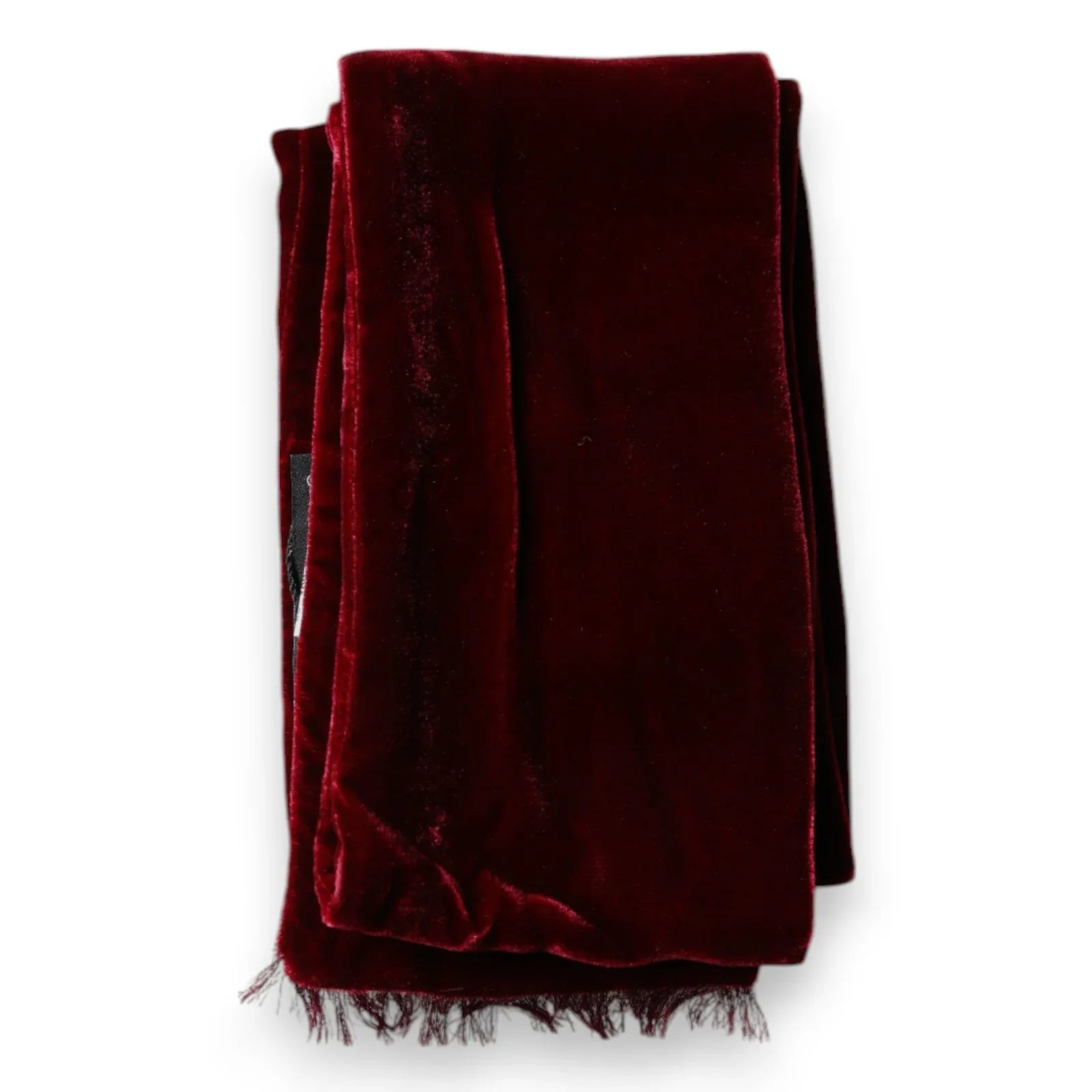 Dolce & Gabbana Maroon Silk Fringes Skinny Neck Wrap Scarf - Zeiniez