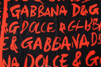 Dolce & Gabbana Black Red Logo Print Cotton Beach Towel - Zeiniez