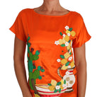 Dolce & Gabbana Silk Orange Lemon Crystal T-shirt Top - Zeiniez