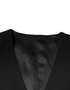Dolce & Gabbana Black Wool Formal Dress Men Waistcoat Vest - Zeiniez