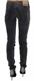 John Galliano Grey Washed Low Waist Zipper Side Skinny Denim Jeans - Zeiniez