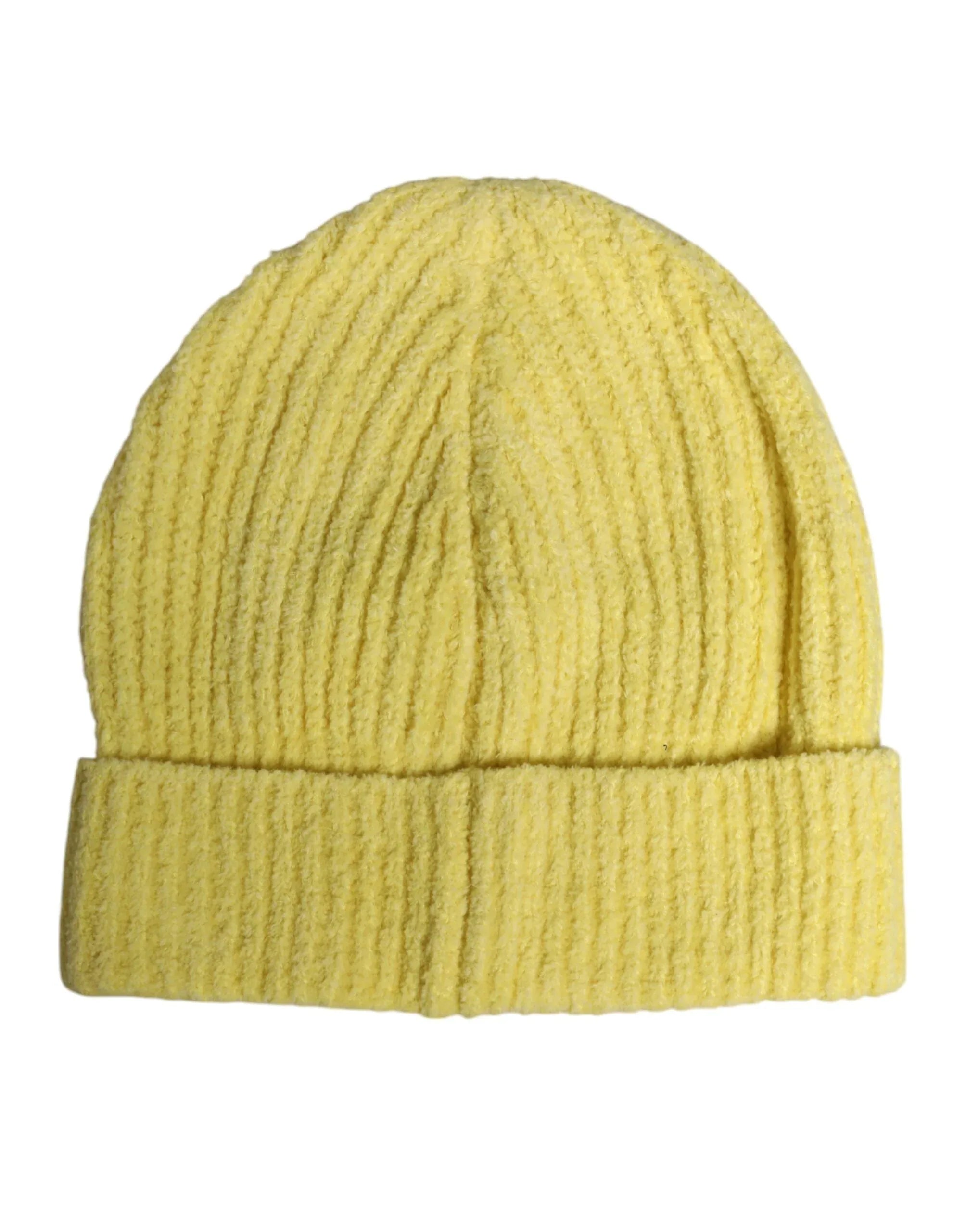 Dolce & Gabbana Yellow Cotton Knitted Winter Beanie Hat - Zeiniez