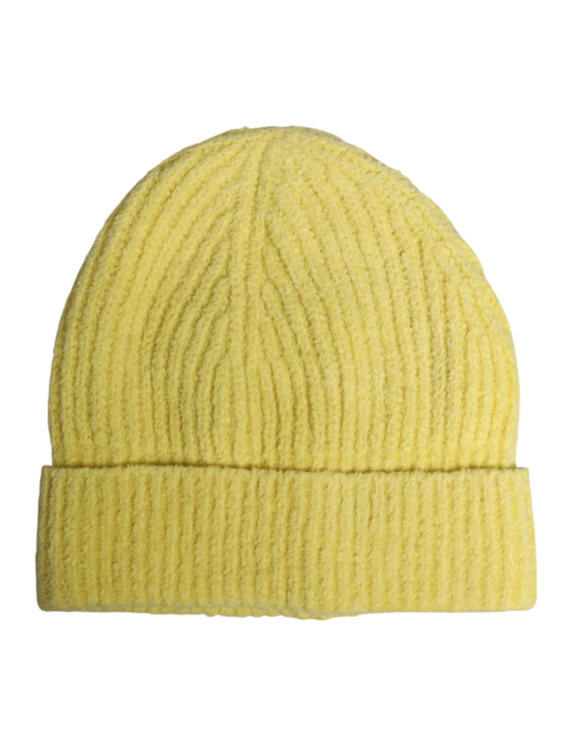 Dolce & Gabbana Yellow Cotton Knitted Winter Beanie Hat - Zeiniez