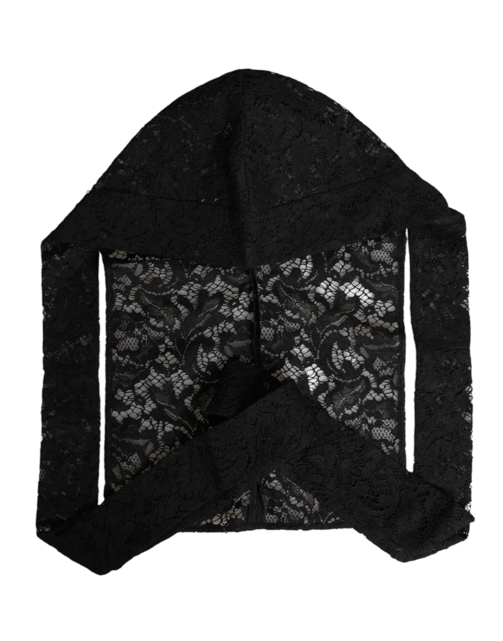 Dolce & Gabbana Black Floral Lace Whole Head Wrap Hat - Zeiniez