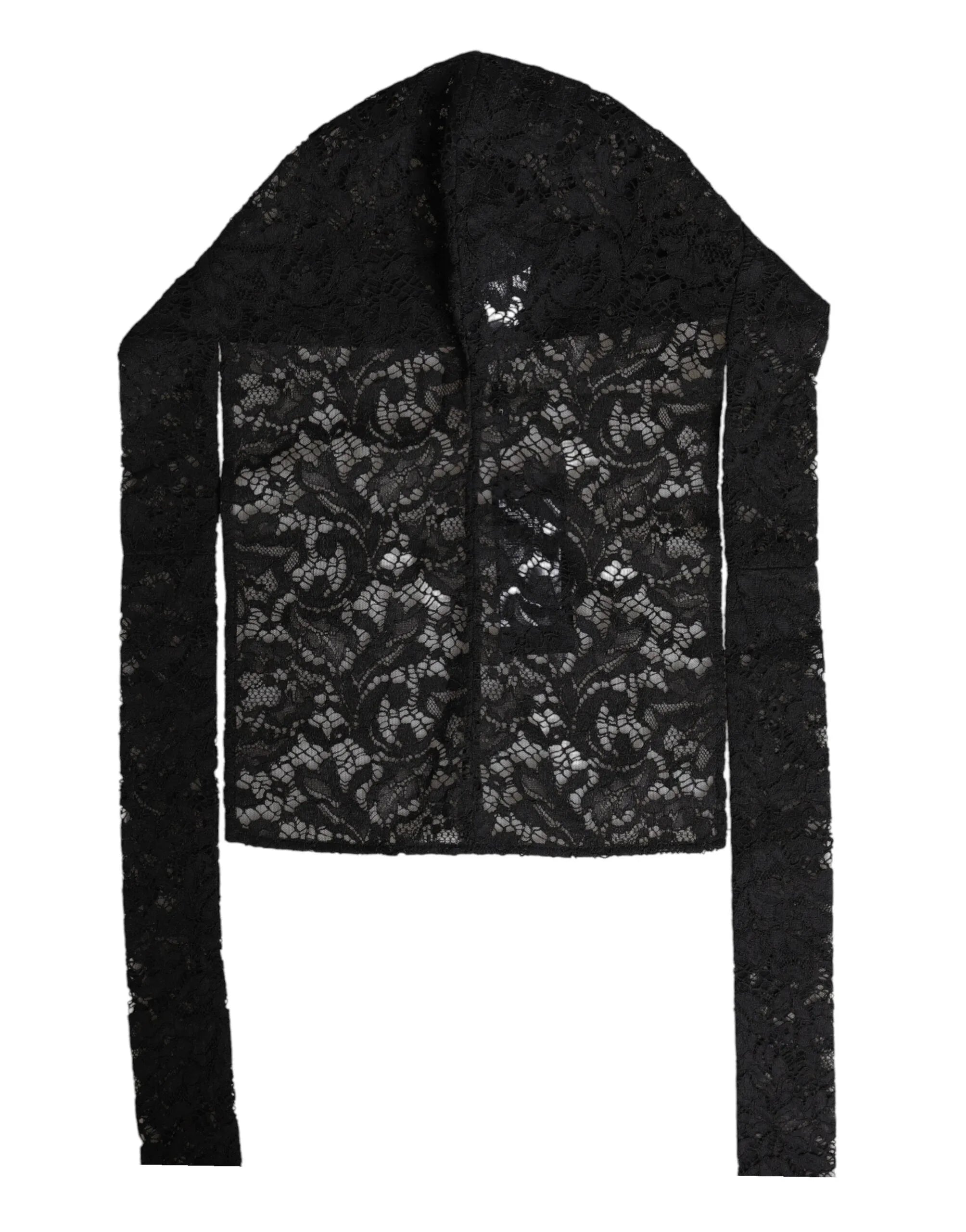 Dolce & Gabbana Black Floral Lace Whole Head Wrap Hat - Zeiniez