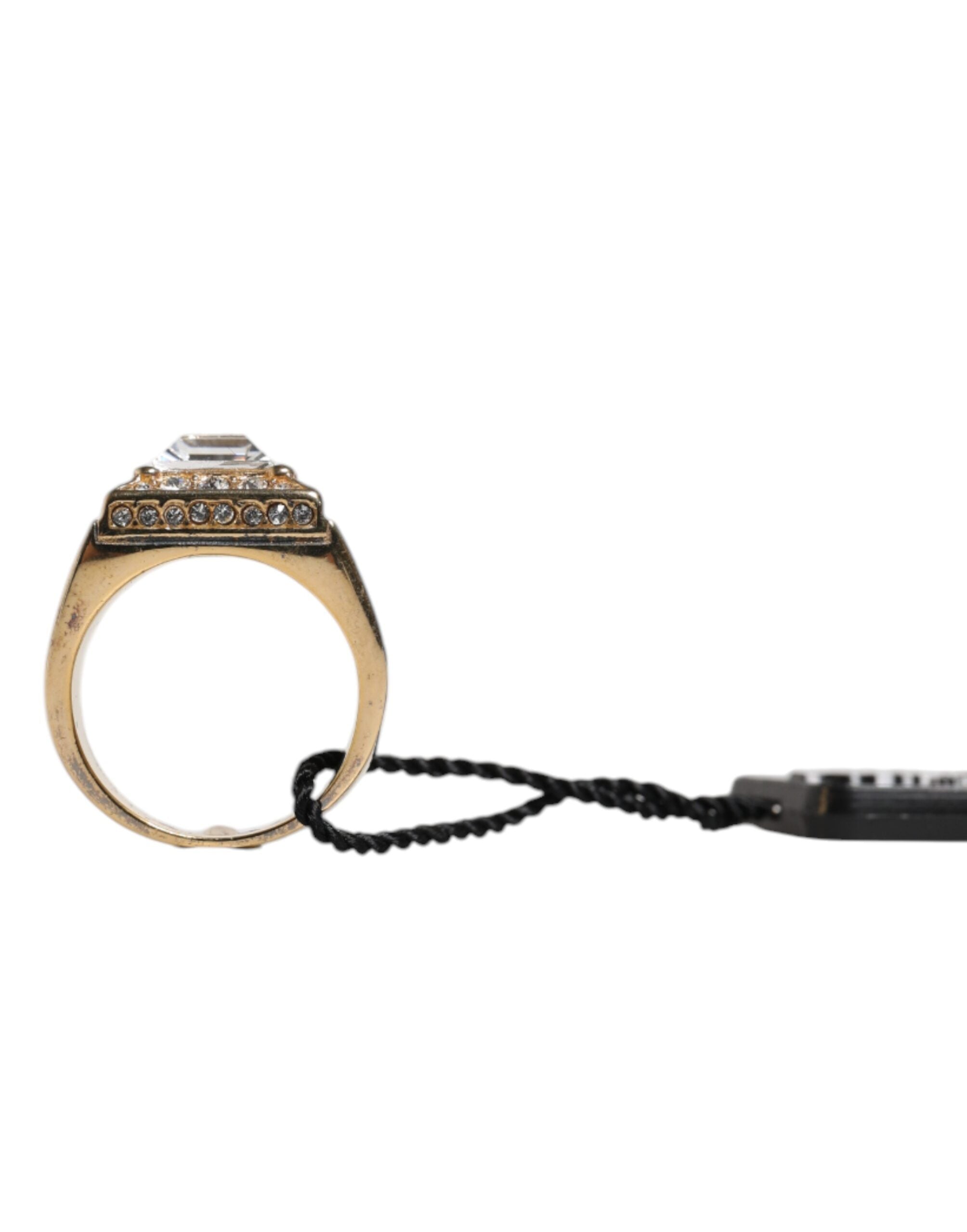 Dolce & Gabbana Gold Tone Sterling Silver 925 Crystals Ring - Zeiniez