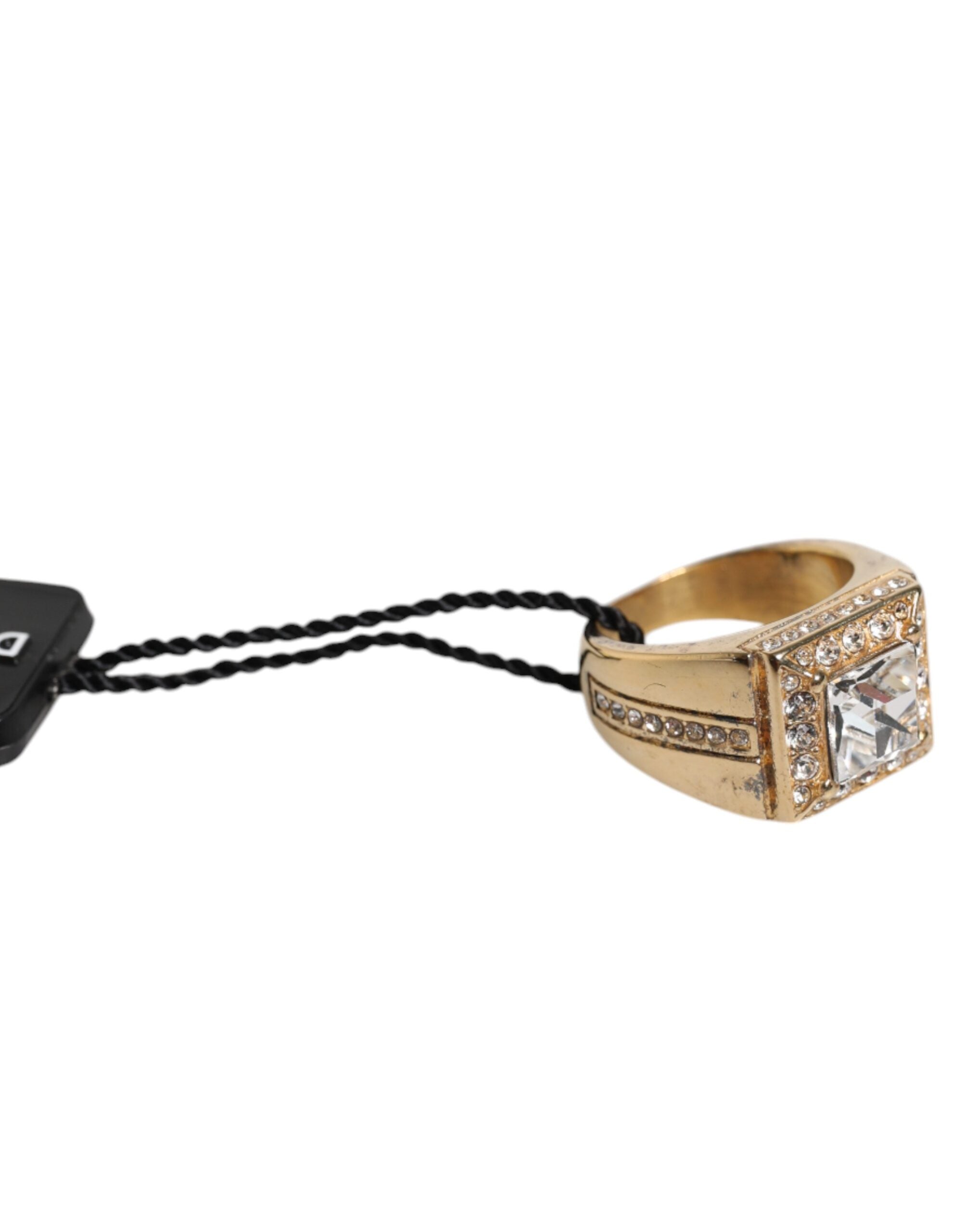 Dolce & Gabbana Gold Tone Sterling Silver 925 Crystals Ring - Zeiniez
