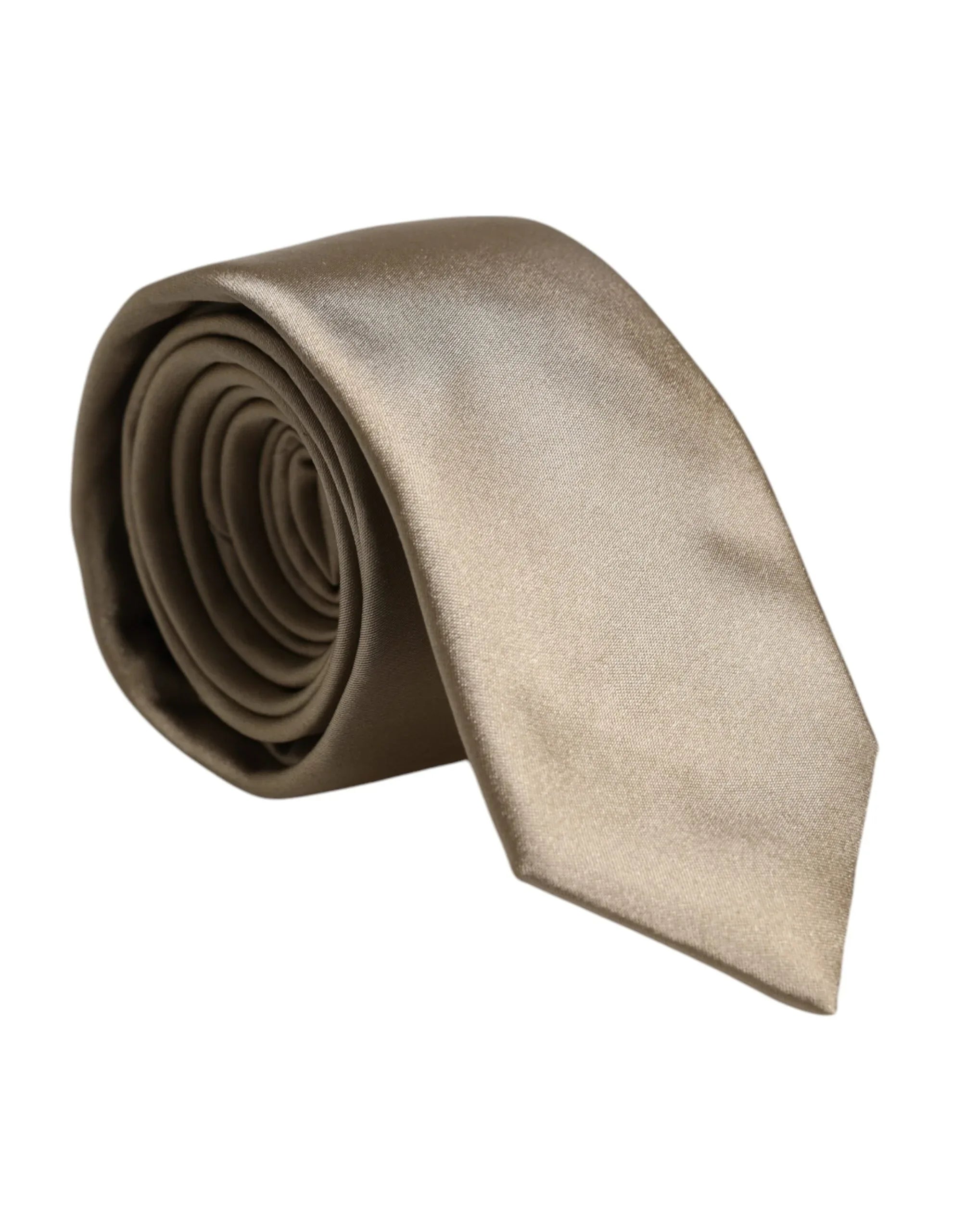 Dolce & Gabbana Beige Solid Silk Adjustable Necktie Tie - Zeiniez