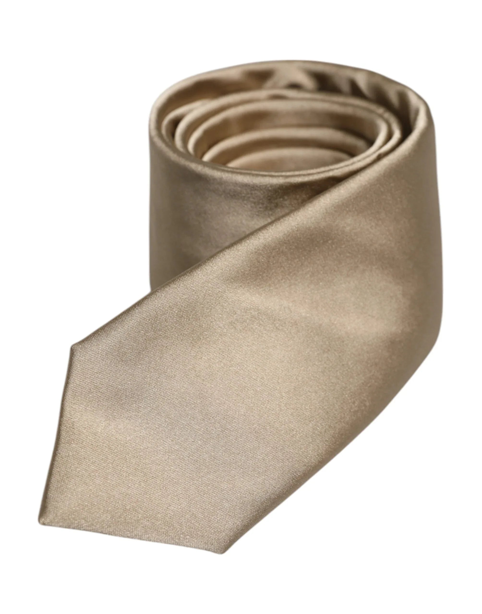 Dolce & Gabbana Beige Solid Silk Adjustable Necktie Tie - Zeiniez