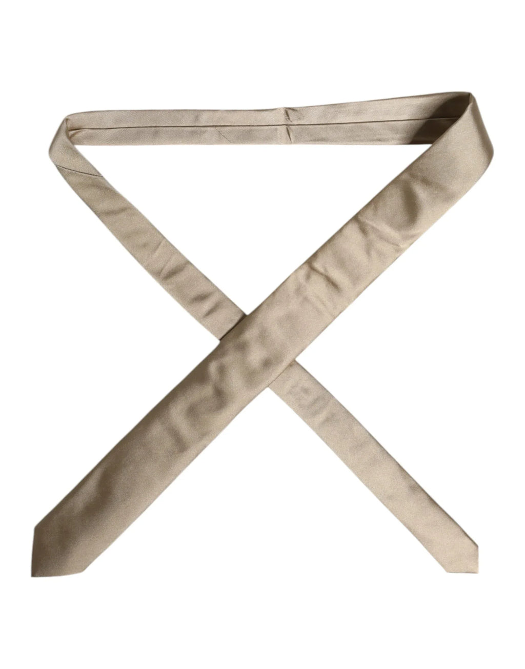 Dolce & Gabbana Beige Solid Silk Adjustable Necktie Tie - Zeiniez