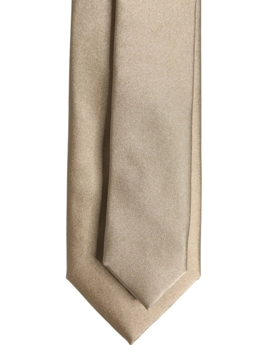 Dolce & Gabbana Beige Solid Silk Adjustable Necktie Tie - Zeiniez