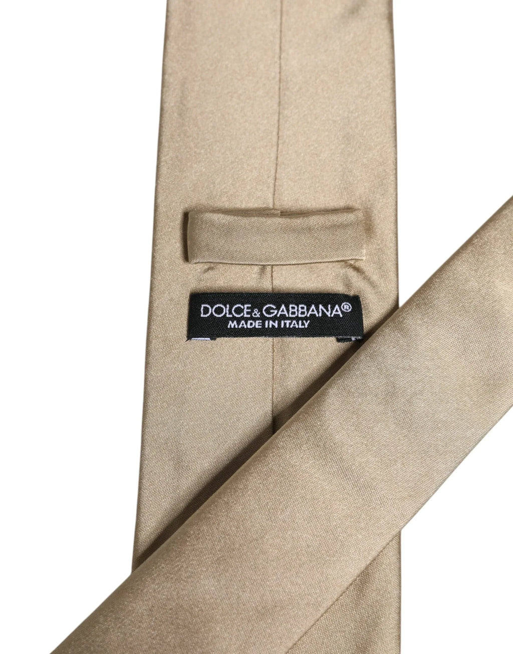 Dolce & Gabbana Beige Solid Silk Adjustable Necktie Tie - Zeiniez