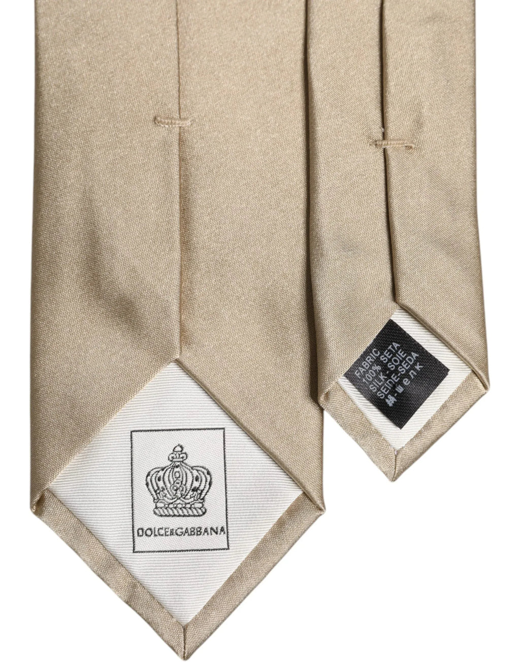 Dolce & Gabbana Beige Solid Silk Adjustable Necktie Tie - Zeiniez