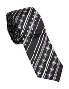 Dolce & Gabbana Black White Stripes Silk Adjustable Necktie Tie - Zeiniez