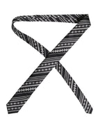 Dolce & Gabbana Black White Stripes Silk Adjustable Necktie Tie - Zeiniez