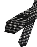 Dolce & Gabbana Black White Stripes Silk Adjustable Necktie Tie - Zeiniez
