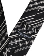 Dolce & Gabbana Black White Stripes Silk Adjustable Necktie Tie - Zeiniez