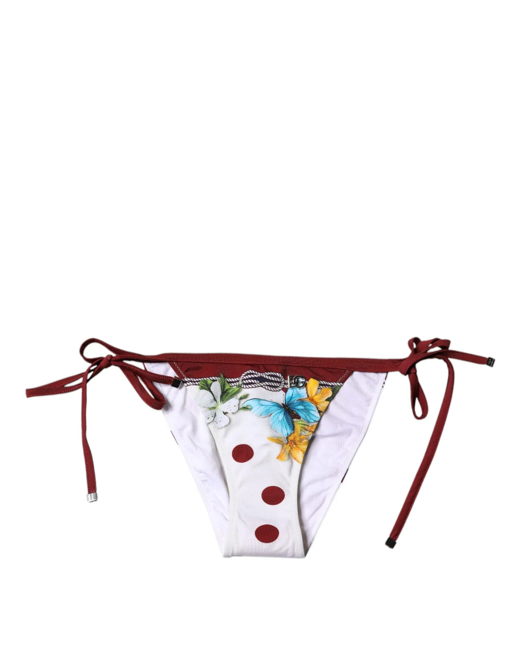 Dolce & Gabbana White Floral Print Swimsuit Bikini Bottom Swimwear - Zeiniez