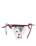 Dolce & Gabbana White Floral Print Swimsuit Bikini Bottom Swimwear - Zeiniez