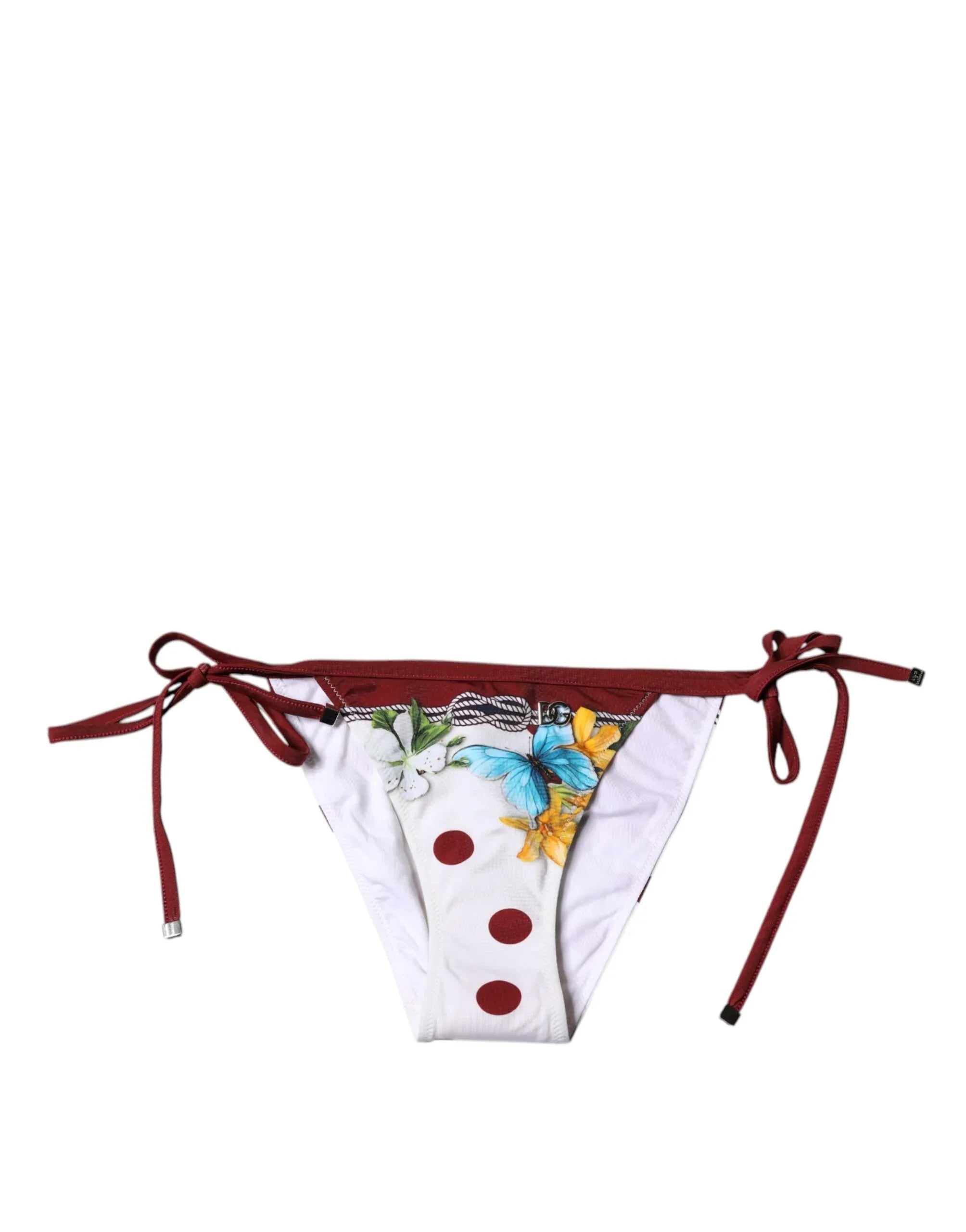 Dolce & Gabbana White Floral Print Swimsuit Bikini Bottom Swimwear - Zeiniez