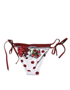 Dolce & Gabbana White Floral Print Swimsuit Bikini Bottom Swimwear - Zeiniez