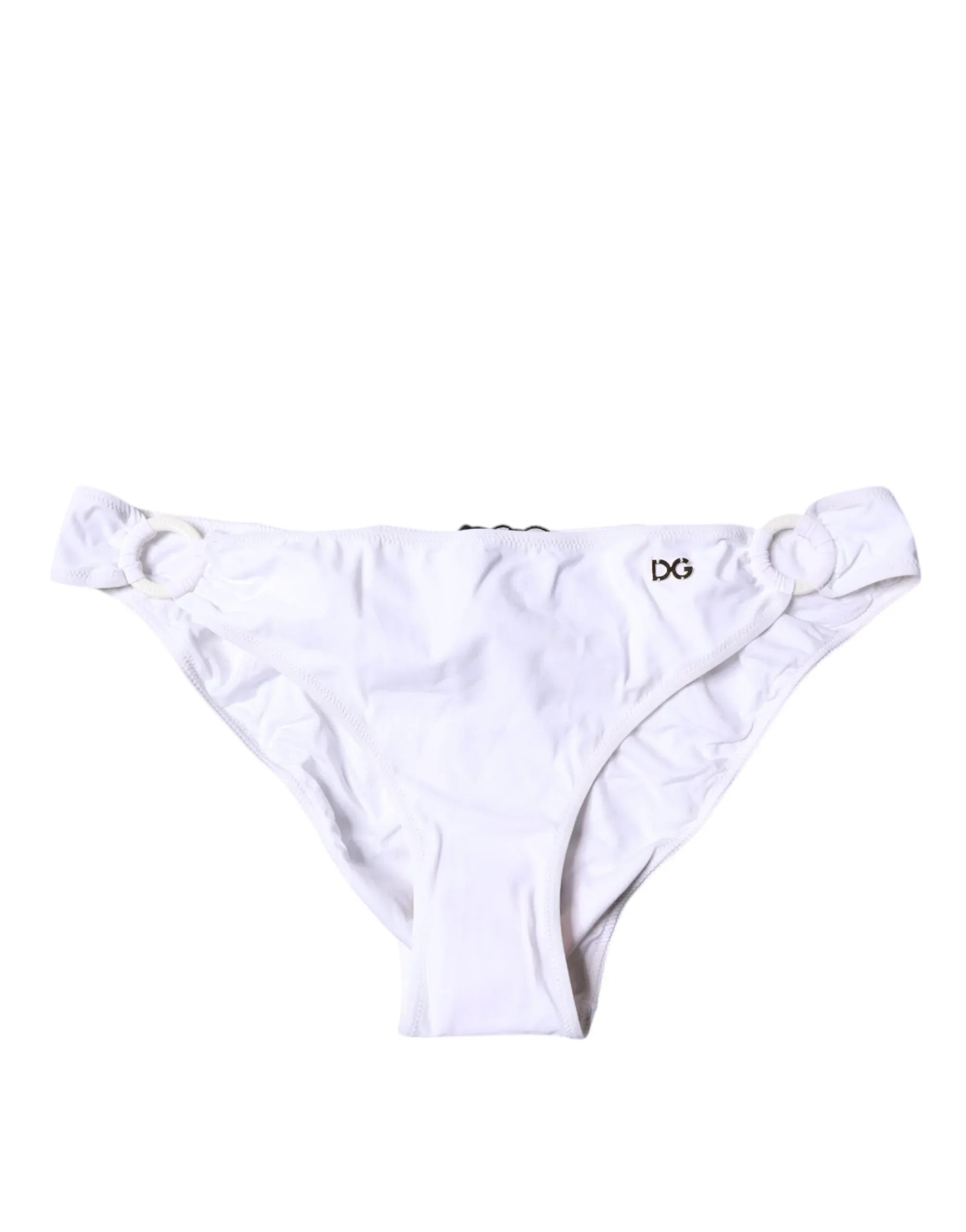 Dolce & Gabbana White Nylon Beachwear Bikini Bottom Swimwear - Zeiniez