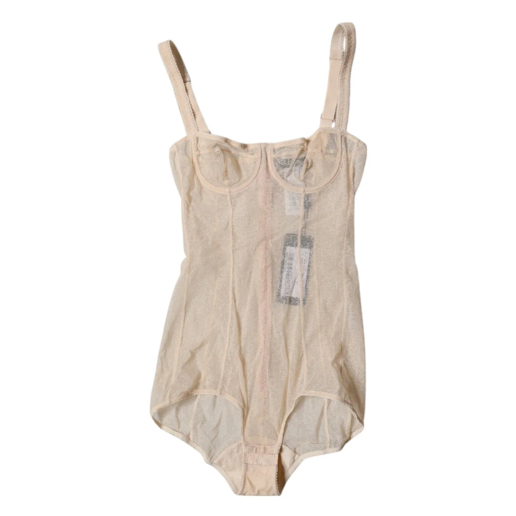 Dolce & Gabbana Beige Tulle Balconette Bra Bodysuit Underwear - Zeiniez