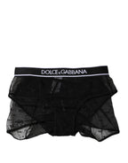 Dolce & Gabbana Black Tulle Nylon Mid Waist Panty Underwear - Zeiniez